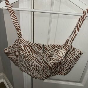 Zara Brown and White Striped Crop Top